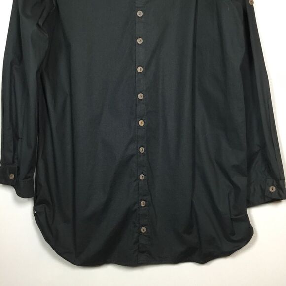 Black shirt dress button down back and front western style pleat front size L - Picture 5 of 8